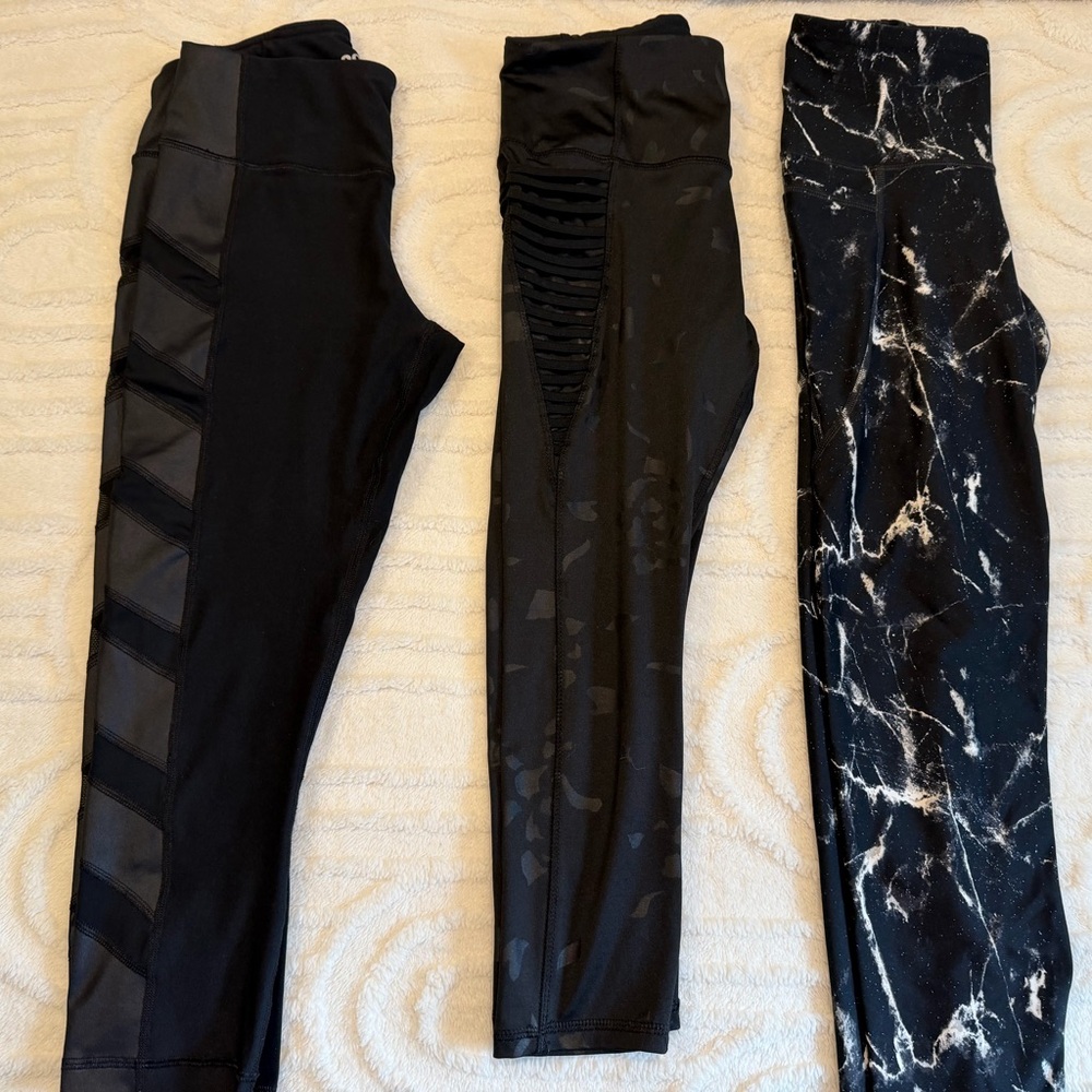 Women’s Black Activewear Leggings, Set of 3, Size S, EUC, Athletic Athleisure